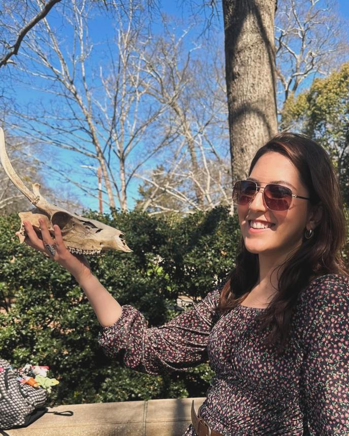 Tugce Yalcin outside.