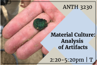 flyer with catalog description placed over blue and tan diamonds over image of hand holding silver piece turned green