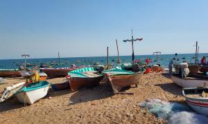 Asif Ali Sandeelo: Boats along the Sindh coast awaiting their next fishing trip in the Arabian Sea.