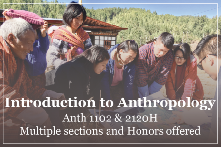 Anthropology photo and white text says Introduction to Anthropology